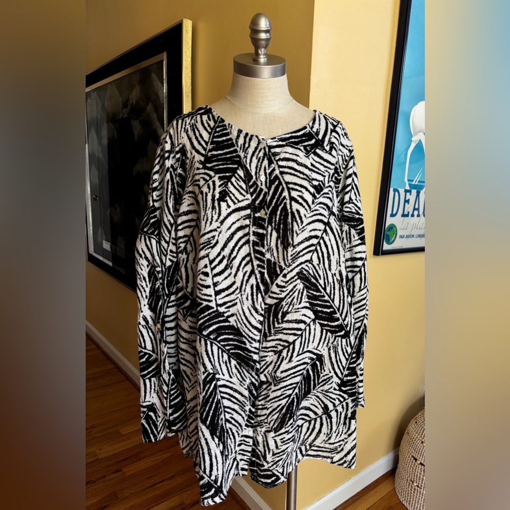 cynthia rowley palm print linen tunic top